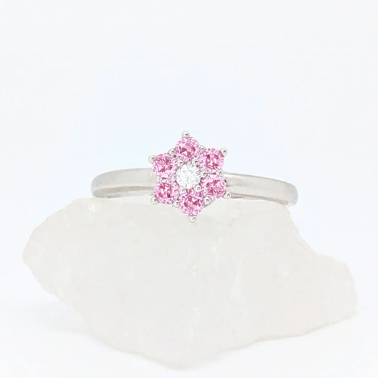 Petal fidget ring met roze bloem