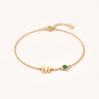 MAYA letter & geboortesteen armband
