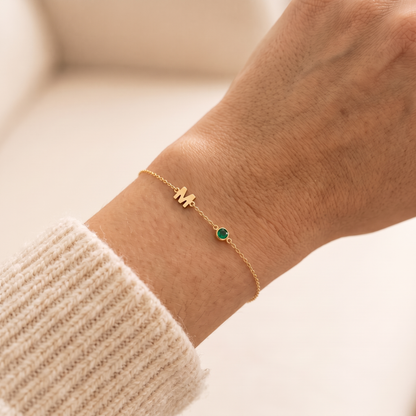 MAYA letter & geboortesteen armband
