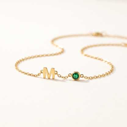 MAYA letter & geboortesteen armband