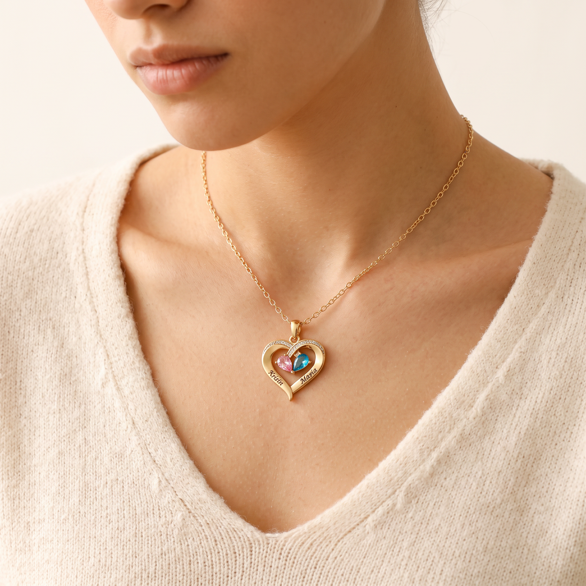 Elodie Hartketting met Namen en Geboortestenen