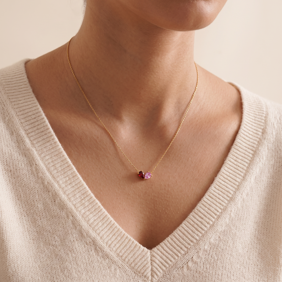 MILA hartvormige geboortesteen ketting