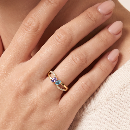 LANA Geboortesteen Ring · 2 stenen