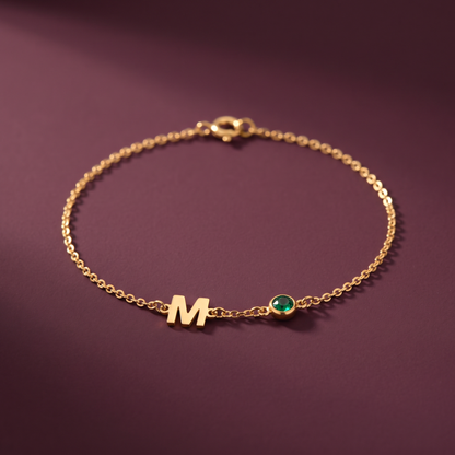MAYA letter & geboortesteen armband