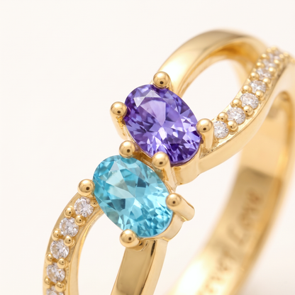 LANA Geboortesteen Ring · 2 stenen