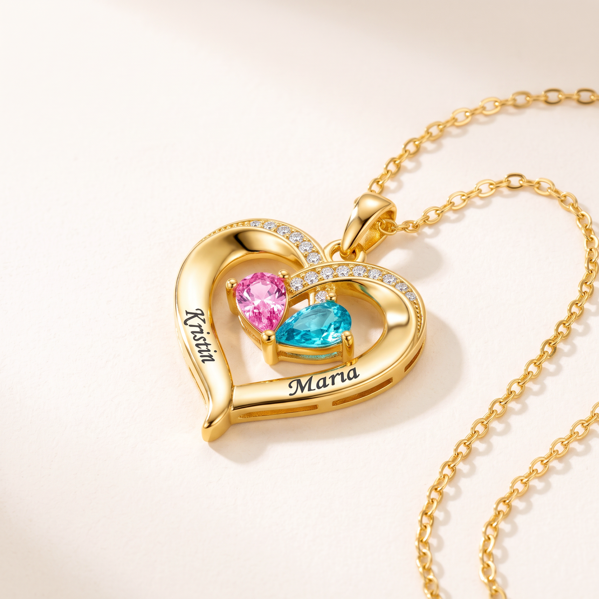 Elodie Hartketting met Namen en Geboortestenen