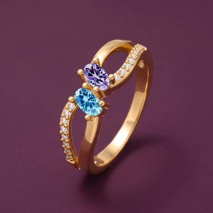 LANA Geboortesteen Ring · 2 stenen