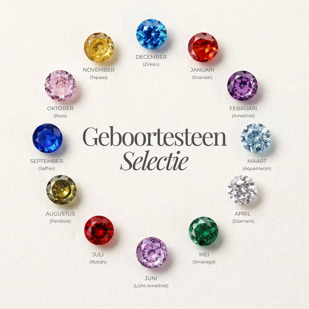 ZOË hartketting met namen en geboortestenen