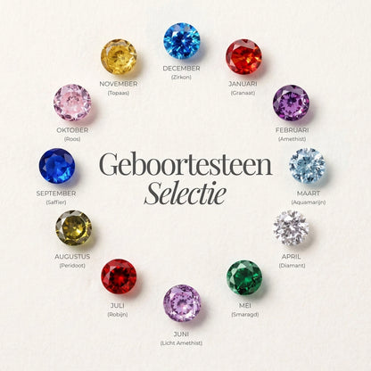 ZOË hartketting met namen en geboortestenen