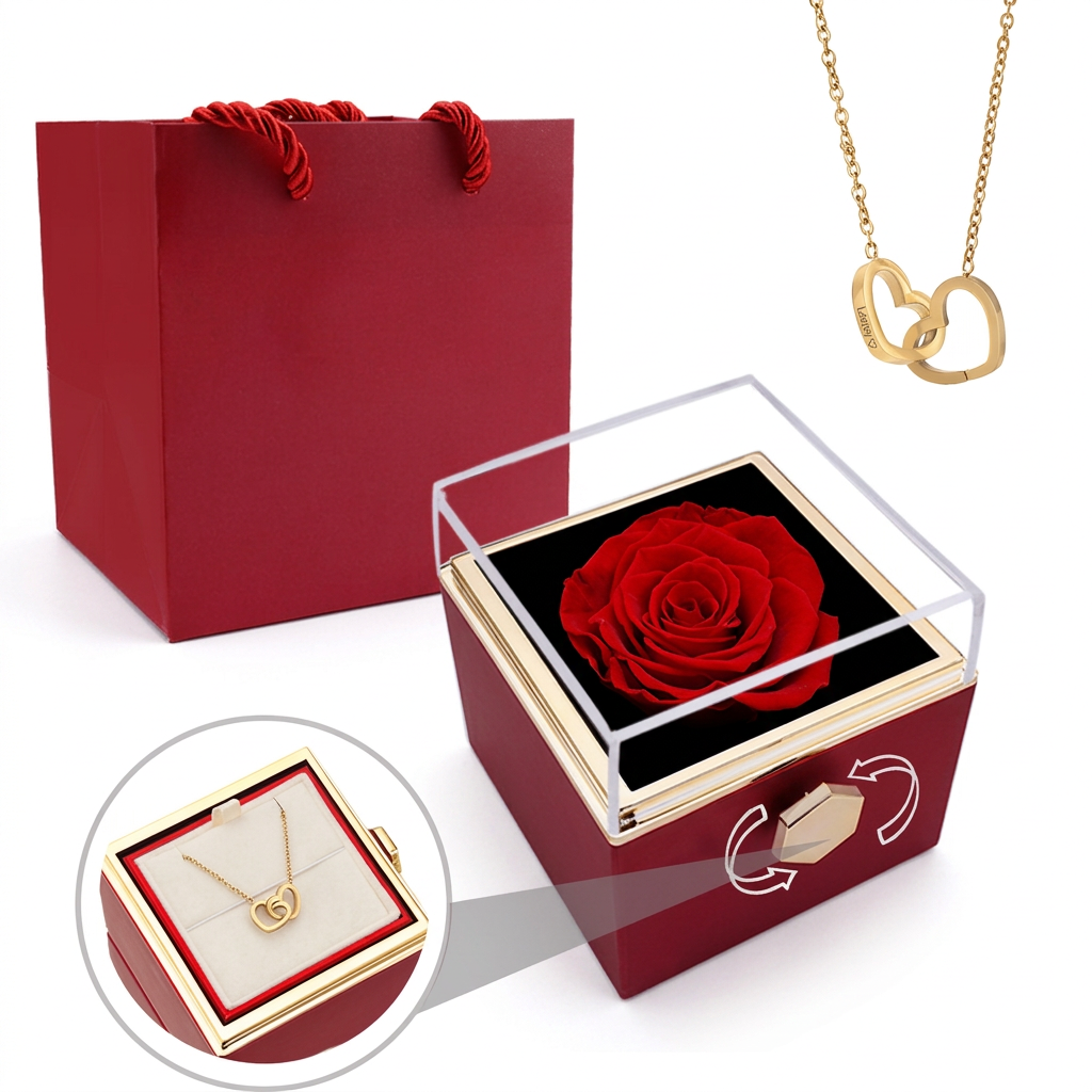 Rozenbox met een hartjesketting