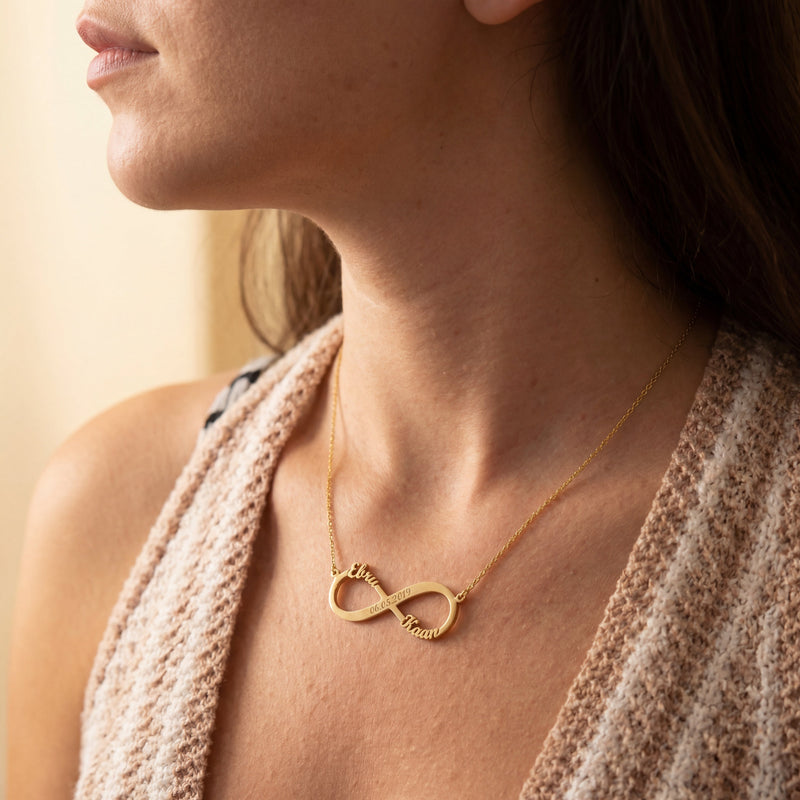 Oneindige liefde ketting met gravure