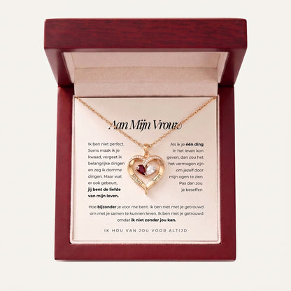 ZOË hartketting met namen en geboortestenen