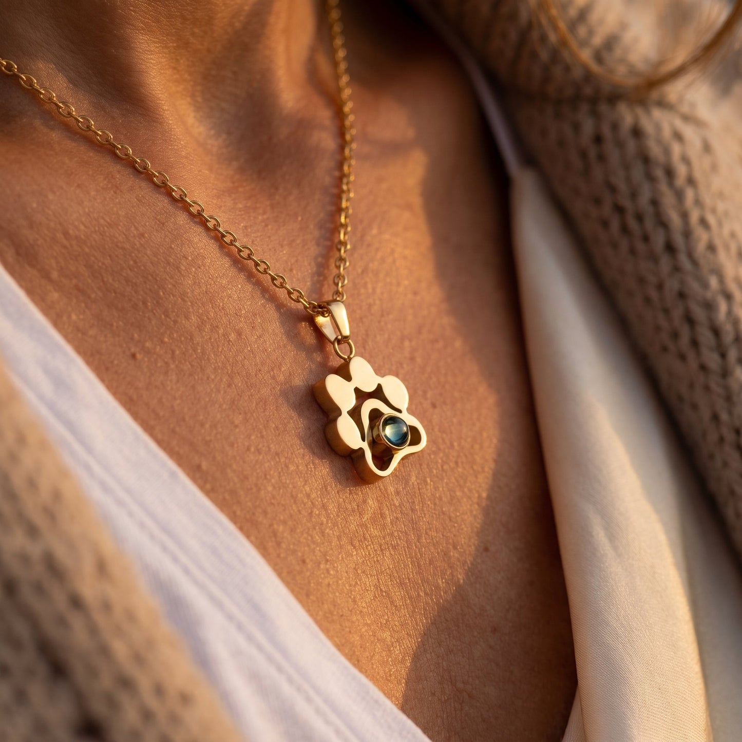 Gepersonaliseerde ketting met pootafdruk en foto