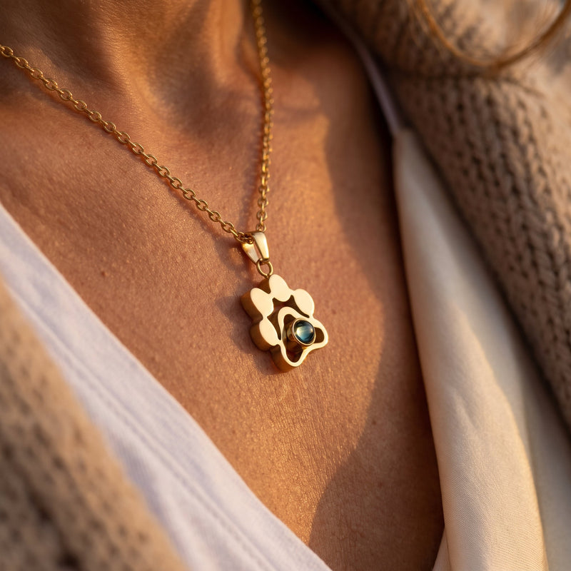 Gepersonaliseerde ketting met pootafdruk en foto
