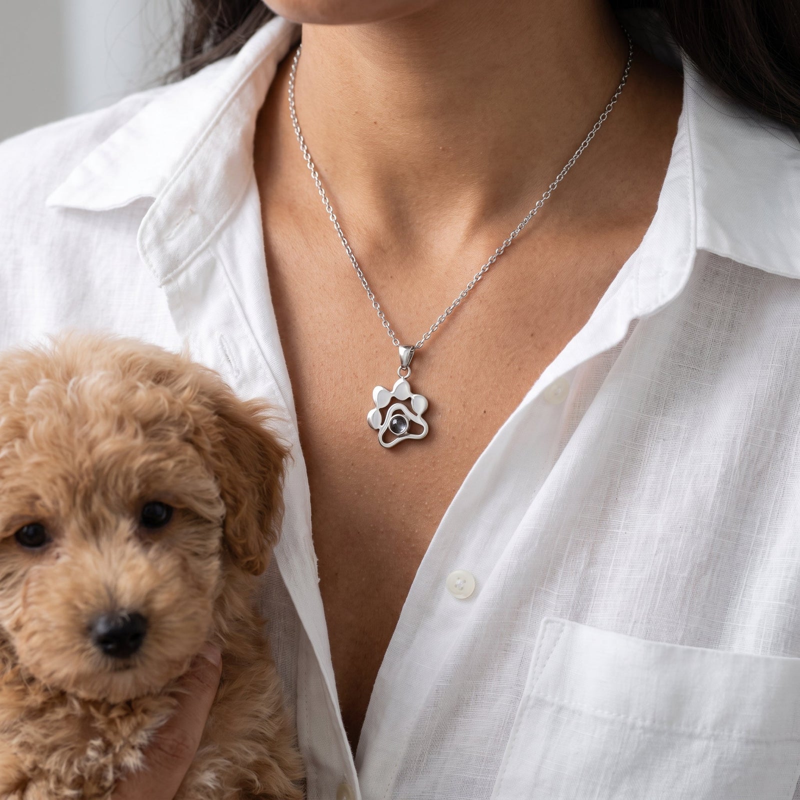 Gepersonaliseerde ketting met pootafdruk en foto