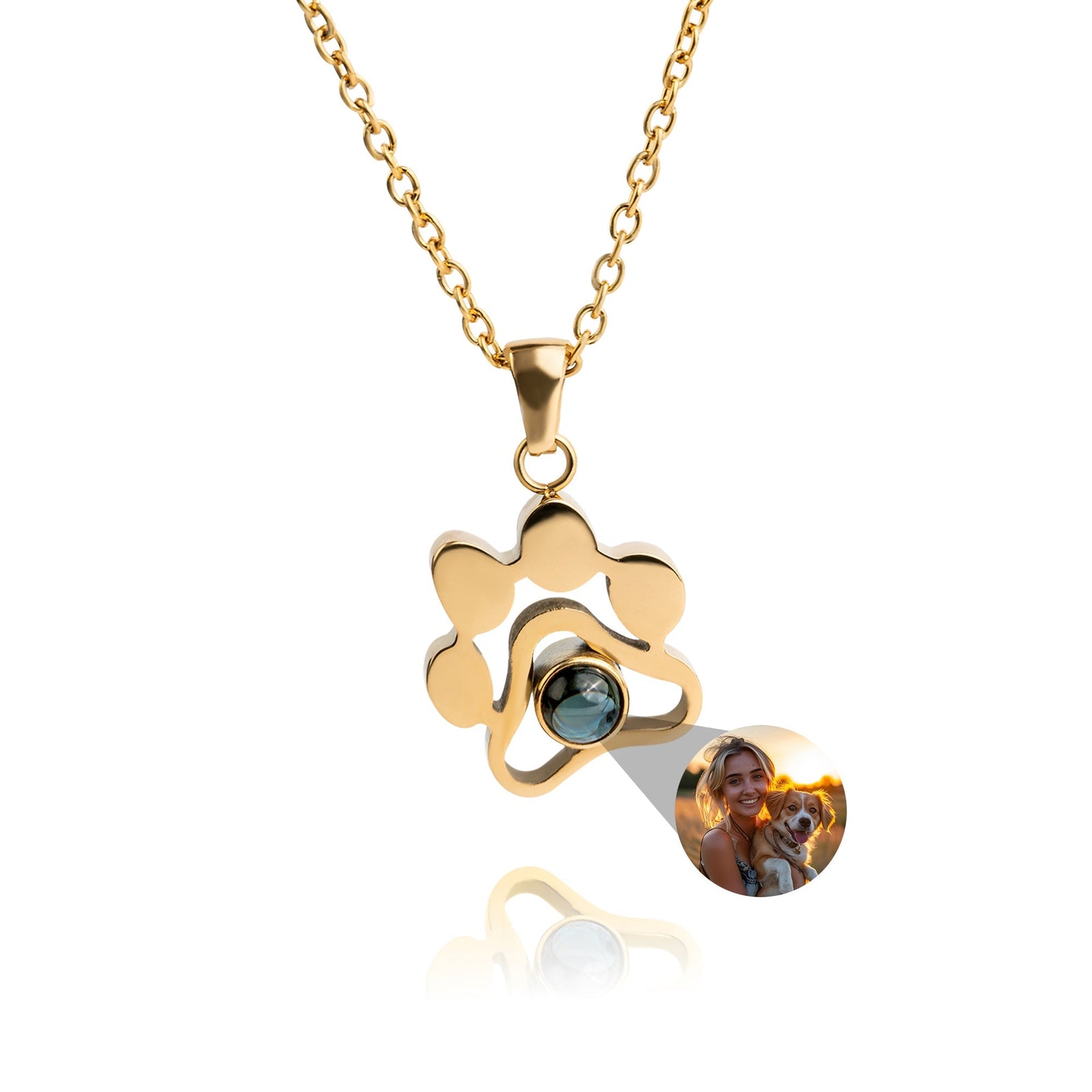 Gepersonaliseerde ketting met pootafdruk en foto