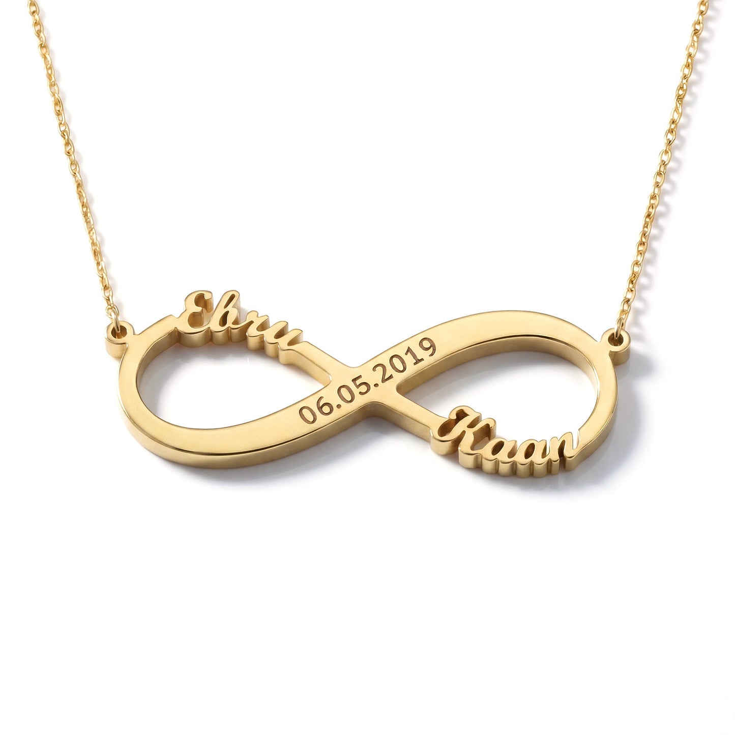 Oneindige liefde ketting met gravure