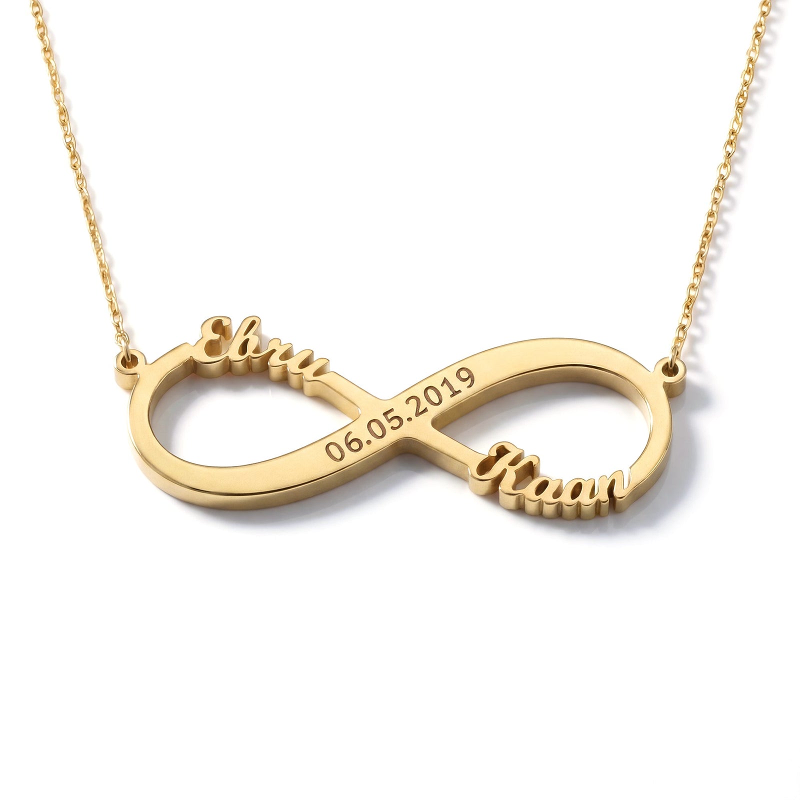 Oneindige liefde ketting met gravure