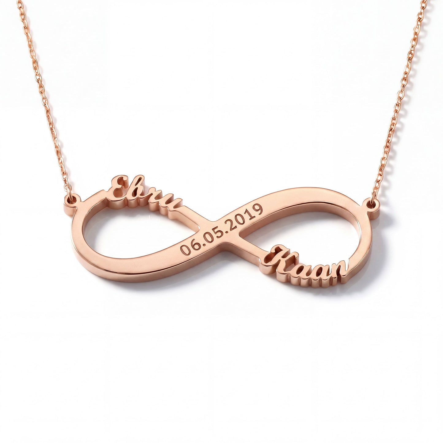 Oneindige liefde ketting met gravure