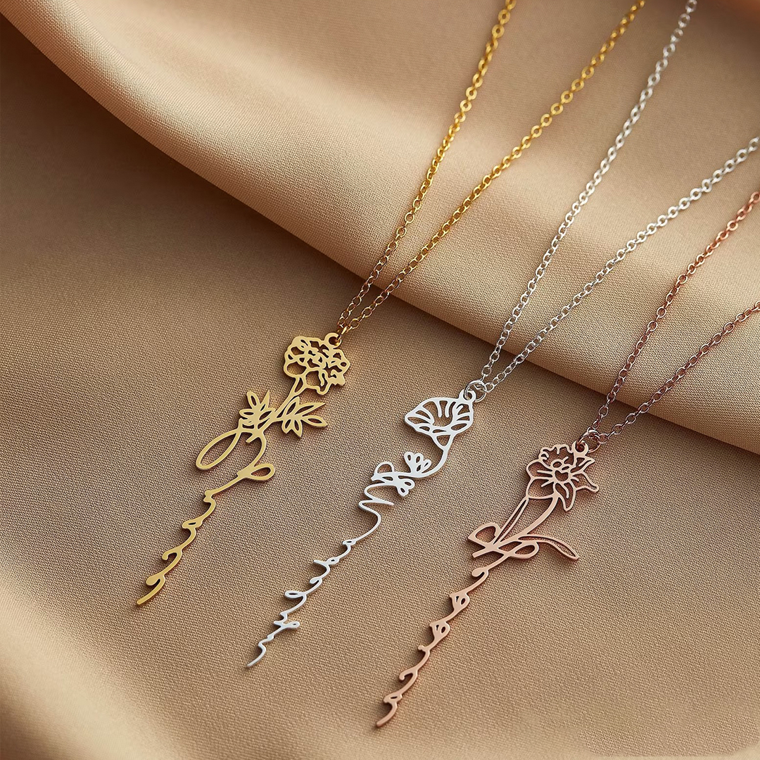 Geboorte Bloemen Naamketting