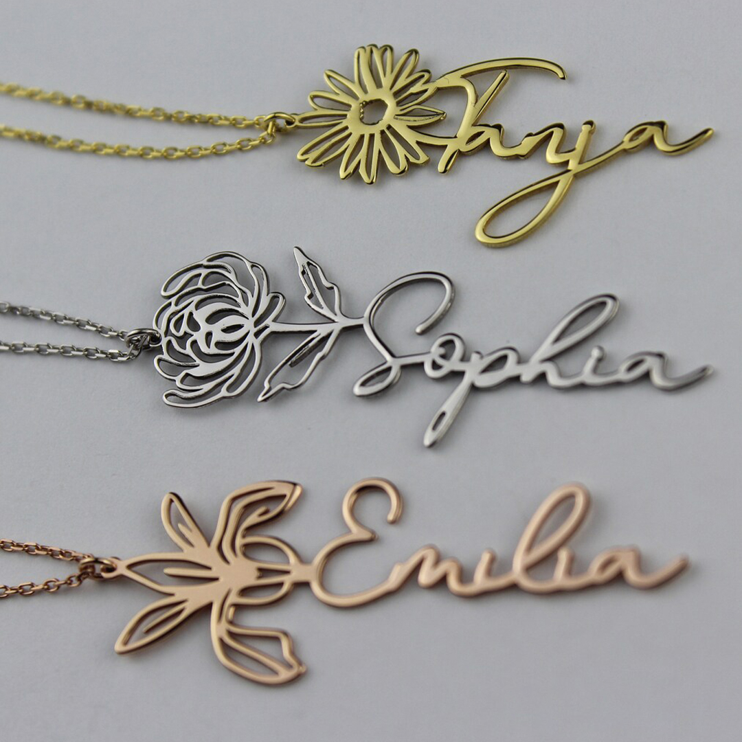 Geboorte Bloemen Naamketting