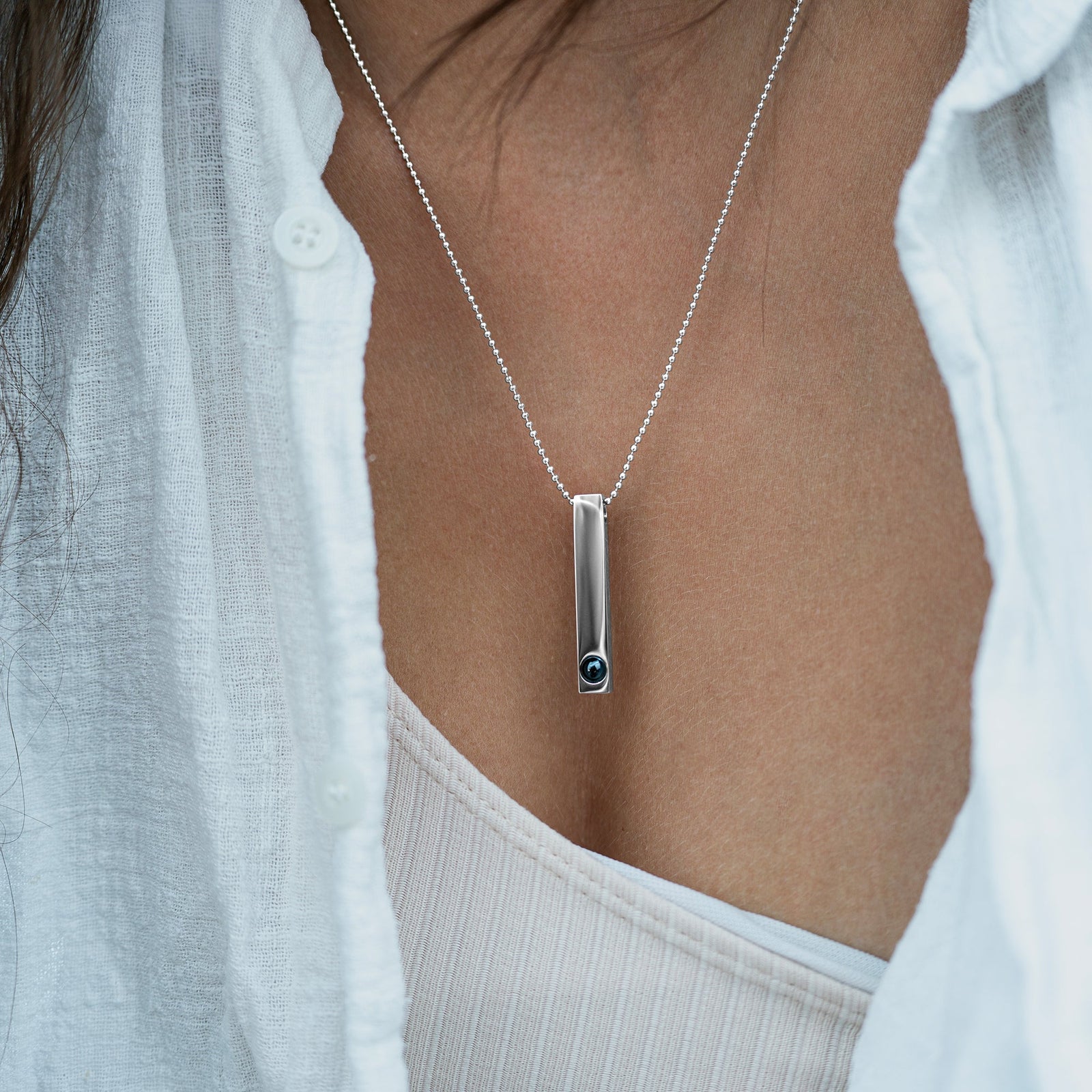 Fotoketting met je eigen foto - Staaf met bolletjesketting
