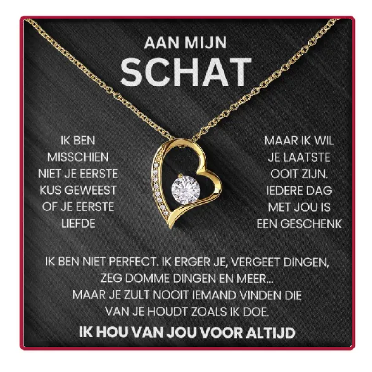 Rozenbox met een hartketting voor je schat